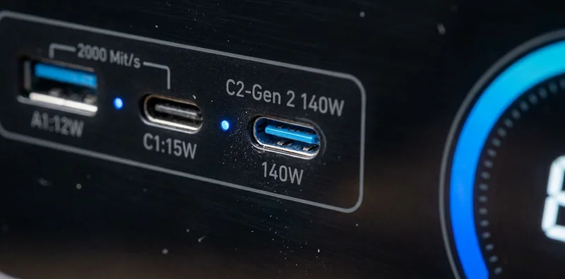 Anker Solix Close 140w port showing USB-C power delivery output specifications.
