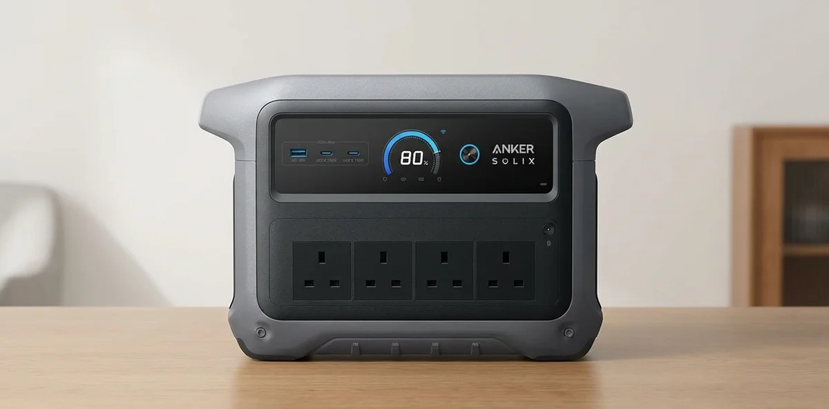 Anker SOLIX C1000 Gen 2 portable power station on a table.